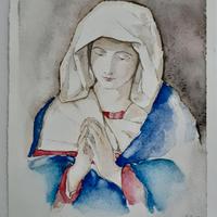 Quadro dipinto a mano in grafite ed acquerelli