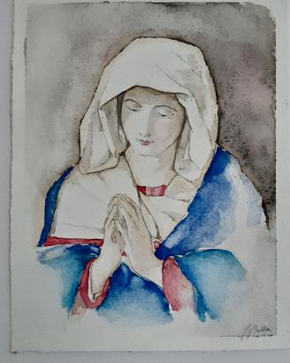 Quadro dipinto a mano in grafite ed acquerelli