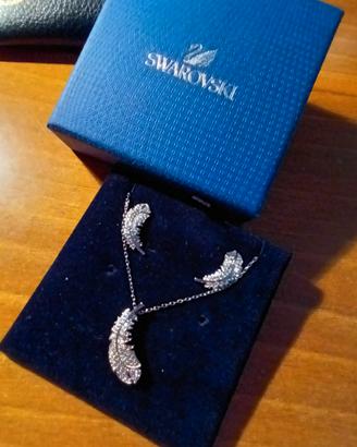 Collana orecchini swarovski piuma nuovo