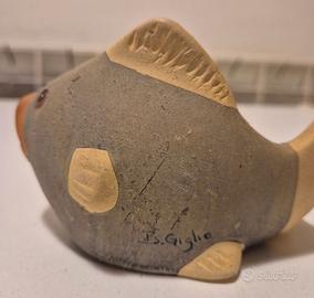 Coppia di pesci in terracotta e vetro