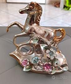Statuina vintage Cavallo argentato Capodimonte