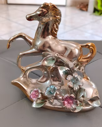 Statuina vintage Cavallo argentato Capodimonte