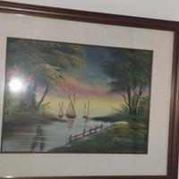 Quadro olio su tela cornice in legno