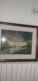 Quadro olio su tela cornice in legno