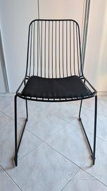 Set 4 Sedie Moderne in Metallo Nero con Cuscini