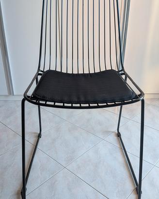 Set 4 Sedie Moderne in Metallo Nero con Cuscini
