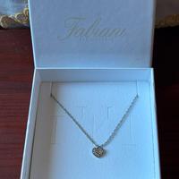 Collana in argento con cuoricino brillantinato