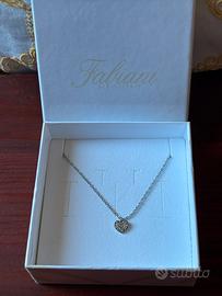 Collana in argento con cuoricino brillantinato