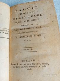 Libro antico Saggio filosofico di Gio.Locke 1815