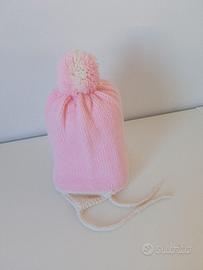 Cappellino rosa con pon-pon per neonati