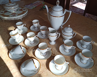 Servizio da Caffè Vintage Porcellana Bianca e Oro