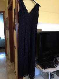 Abito lungo in pizzo nero