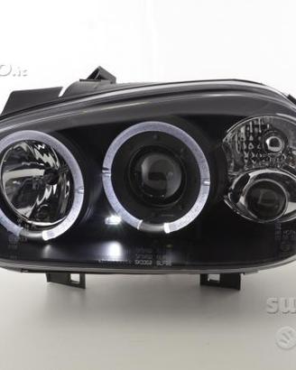 Fari anteriori vw golf 4 angel eyes led neri cromo