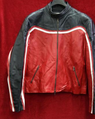 GIUBOTTO PELLE NERA/ROSSA TG 56