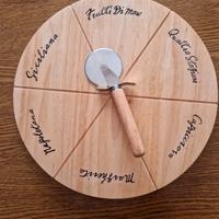 Tagliere rotondo disegnato con 6 spicchi di pizza