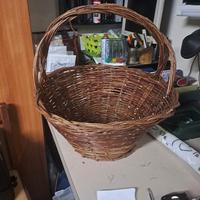 Cestino Vimini con Manico Cesto Funghi Picnic Deco