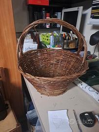 Cestino Vimini con Manico Cesto Funghi Picnic Deco