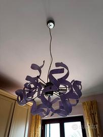 Lampadario rosa in vetro di Murano