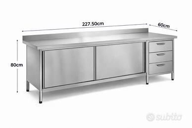 Banco Acciaio Inox con Cassettiera