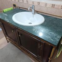 SET BAGNO Artigianale: Lavabo Marmo/Legno Massello