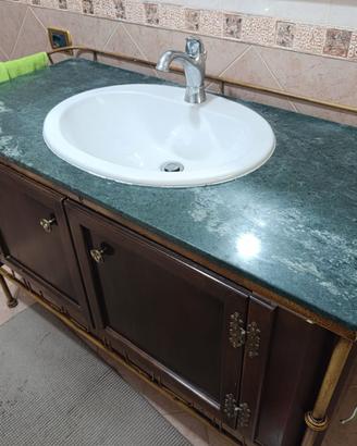 SET BAGNO Artigianale: Lavabo Marmo/Legno Massello