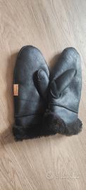 Guanti muffole shearling neri