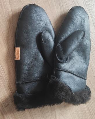 Guanti muffole shearling neri