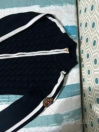 Cardigan blu marino con toppa nautica Polo Club
