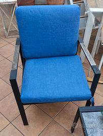 Divano in acciaio-alluminio 4 posti + tavolino