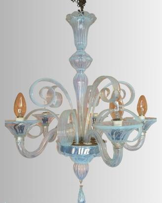 Lampadario 5 bracci 1970 Maestri Vetrai Veneziani