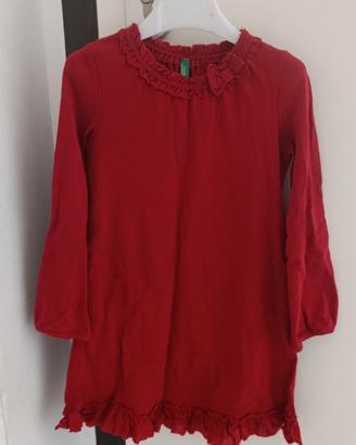Vestito Benetton rosso con volant 4 anni 104 cm