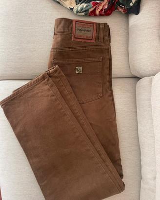 Ysl Yves Saint Laurent jeans pantalone marrone 32