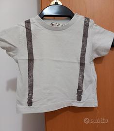 Magliettina bimbo 3 mesi, con stampa bretelle