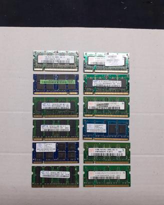 Lotto di 12 Ram DDR2 Sodimm