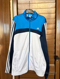 Felpa Adidas con zip blu e bianca taglia M uomo