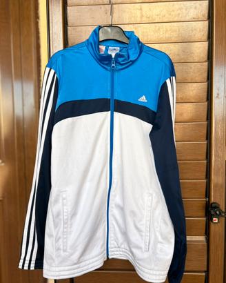 Felpa Adidas con zip blu e bianca taglia M uomo