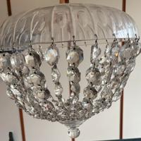 Lampadario vintage con pendagli in vetro