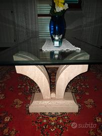 tavolino cristallo e marmo 