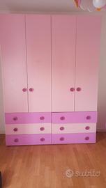 armadio cameretta bimba scrivania libreria 