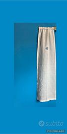 Tendina vintage a pannello in lino bianco