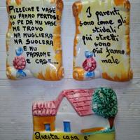 3 mattonelle da parete con scritte proverbiali