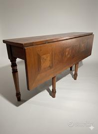 Tavolo Antico/Vintage a Ribalta con Decorazioni In