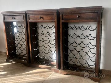 4 Cantinette Portabottiglie in Legno Massello