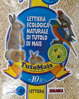 Lettiera animali in tutolo di mais al limone 