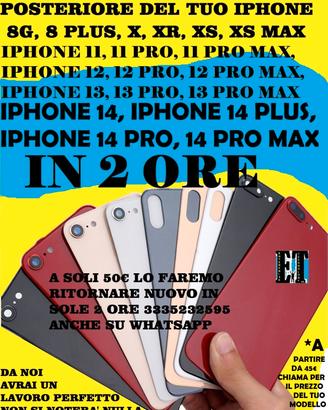 Vetro scocca iphone 8g, 8plus, x, xr, xs, xs