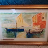 Quadro ad acquarello: barche