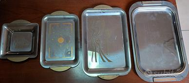 Set vassoi in acciaio decorato 