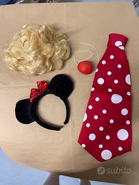 Orecchie Minnie Cravatta Naso Parrucca Carnevale