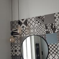 Specchio nero tondo + punti luce