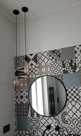 Specchio nero tondo + punti luce